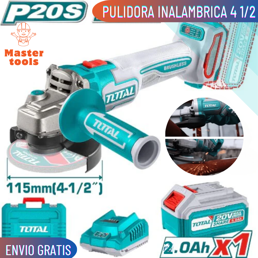 Pulidora Inalambrica 4 1/2 Industrial total 20v Original total