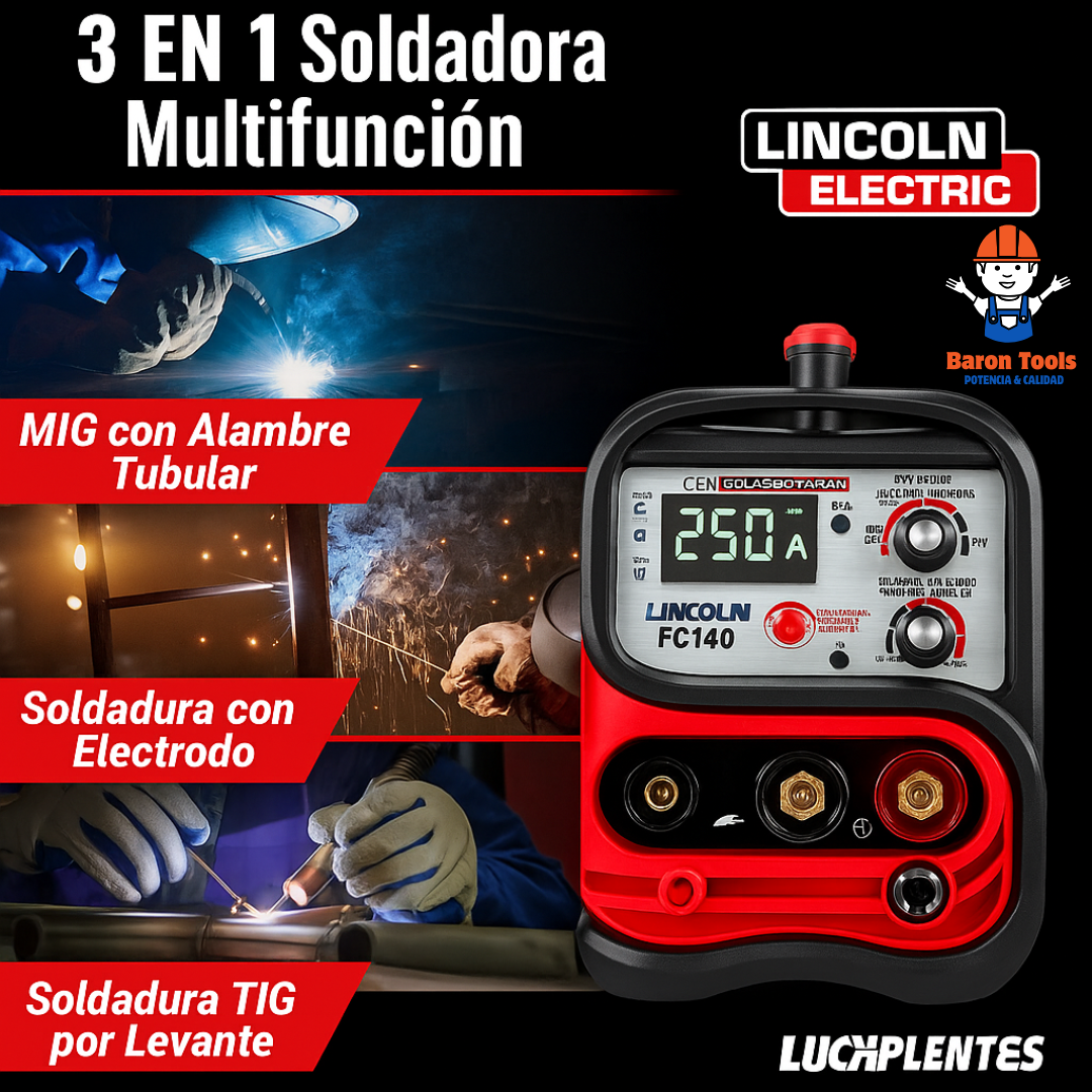 Maquina de Soldar LINCOLN 250 Amperios 3 en 1 MIG MMA TIG