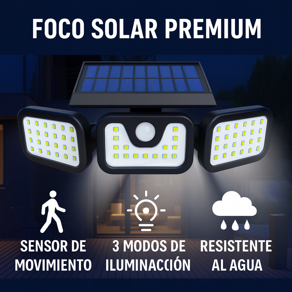 Lámpara Solar 122 LEDs (X2) – Foco con Sensor y Panel Separado 5 m