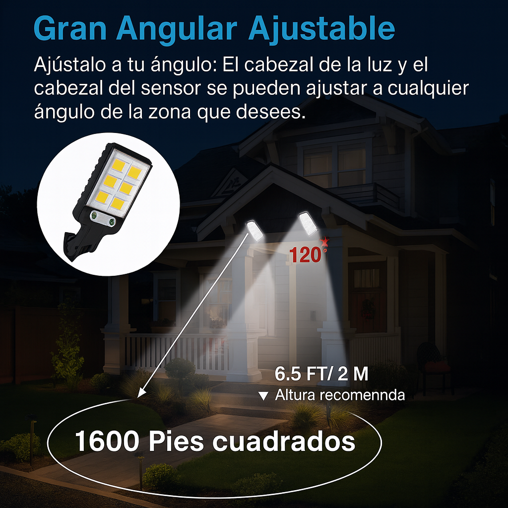 Lámpara Solar con Sensor PIR IP65 (2.5 W) — Rotación 160°