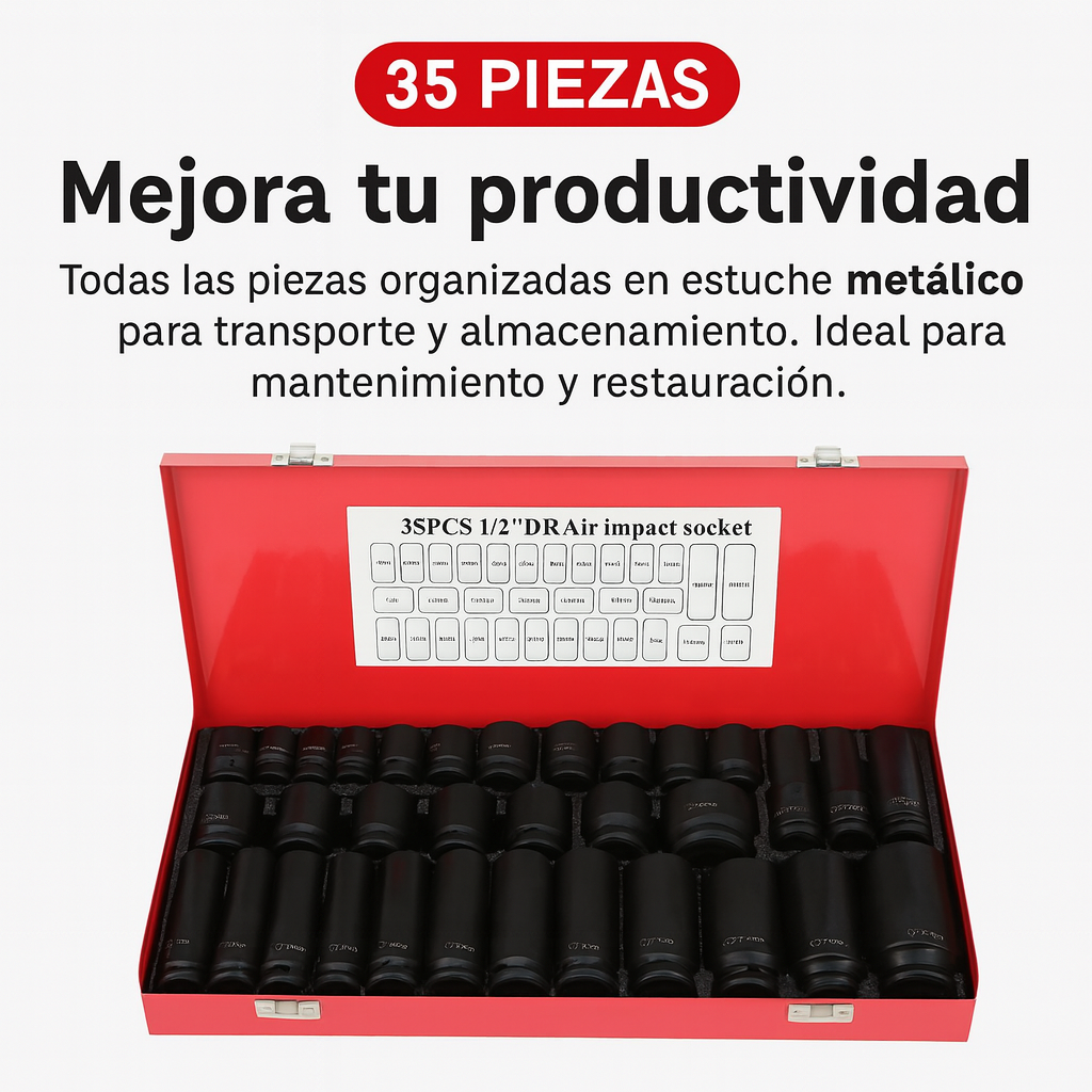Juego de copas de impacto de 35 piezas