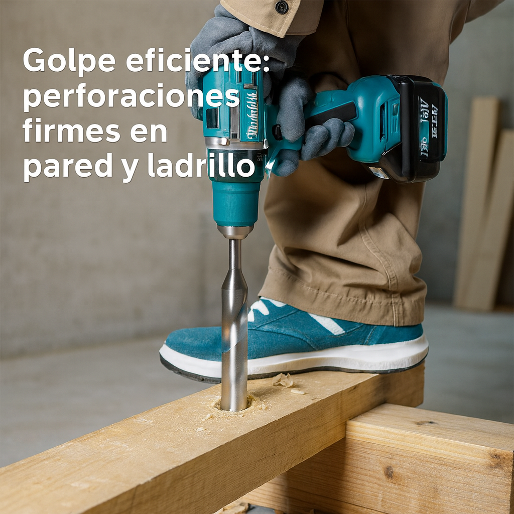 Taladro Inalámbrico 21V con Percutor (Brushless, 2 baterías, mandril 3/8")