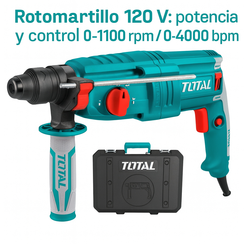 Súper Combo TOTAL: Rotomartillo SDS Plus 800W + Esmeriladora 4½" 710W
