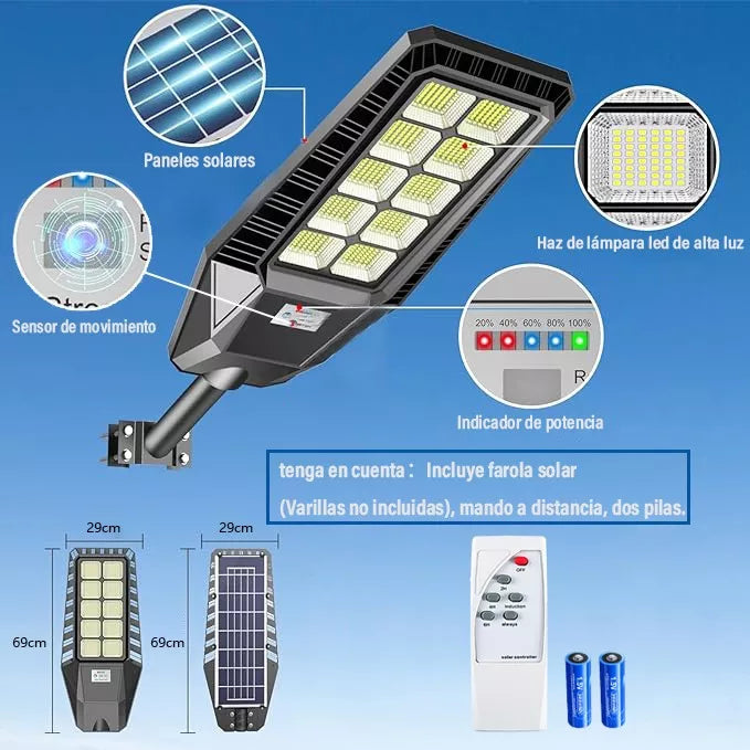 Lampara Solar 400W - Iluminación 100 Solar - Ultima Tecnología IP67