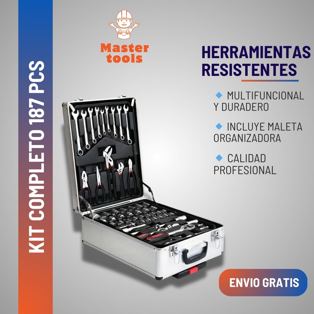Maleta de Herramientas de 187 Piezas – Resistencia y Versatilidad en un Solo Set 🔧💼