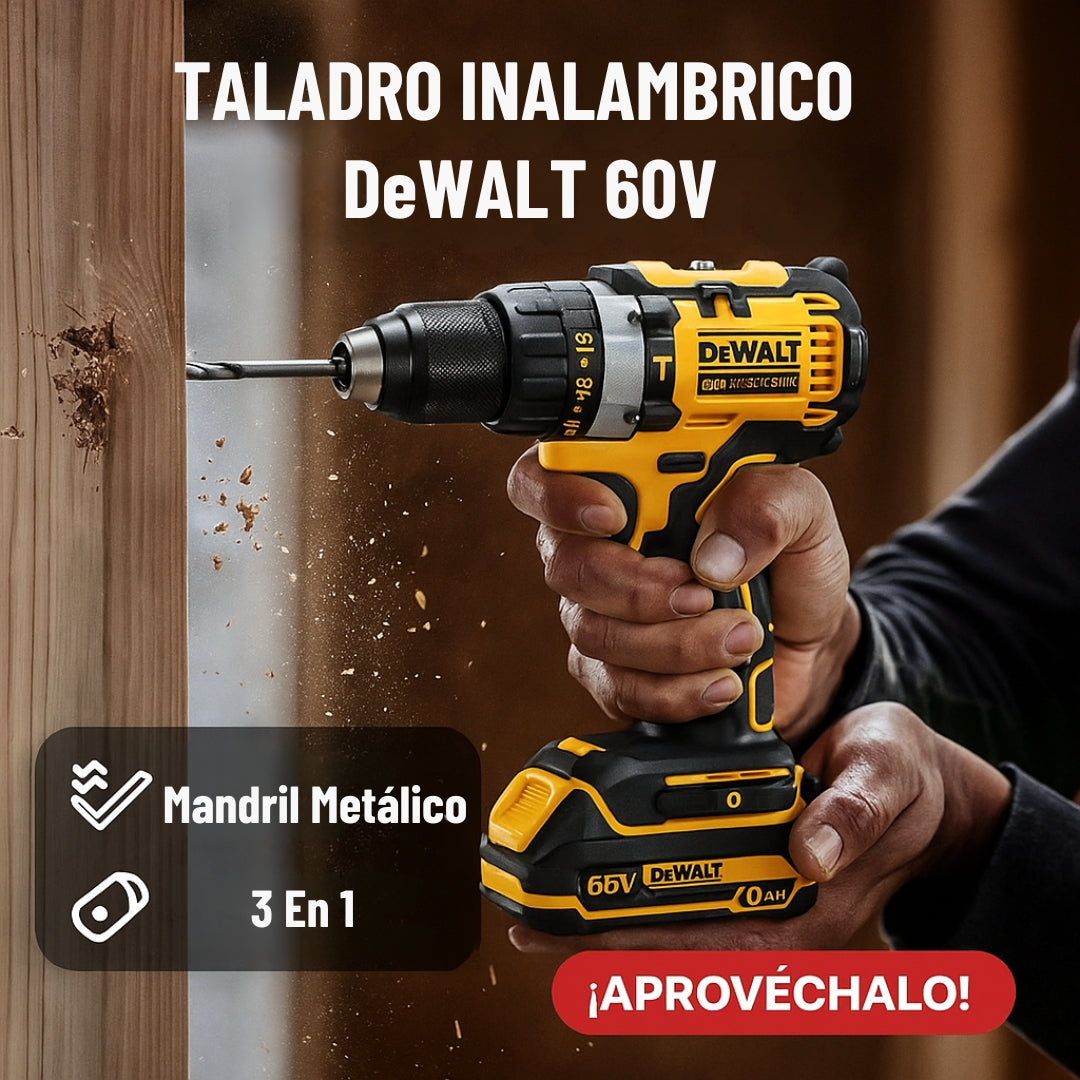 Taladro Inalámbrico DeWALT 60V – 3 en 1: perfora, atornilla y martilla
