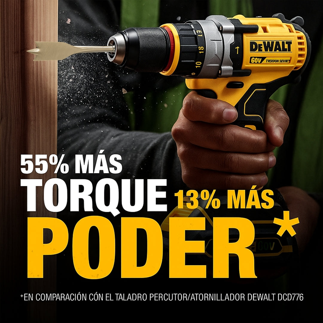 Taladro Inalámbrico DeWALT 60V – 3 en 1: perfora, atornilla y martilla