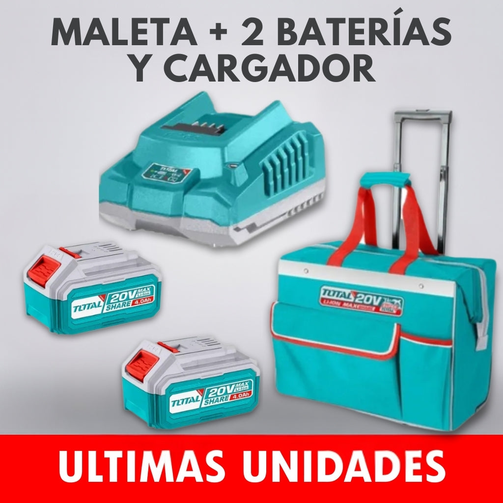 Combo Industrial 20V (5 en 1) – Taladro 66Nm + Llave de Impacto 400Nm + Pulidora 1000W + Rotomartillo 5000RPM + Linterna 5W – 2 Baterías 4.0Ah – 100% Original – 1 Año de Garantía Certificada