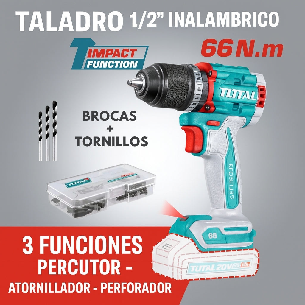 Combo Industrial 20V (5 en 1) – Taladro 66Nm + Llave de Impacto 400Nm + Pulidora 1000W + Rotomartillo 5000RPM + Linterna 5W – 2 Baterías 4.0Ah – 100% Original – 1 Año de Garantía Certificada