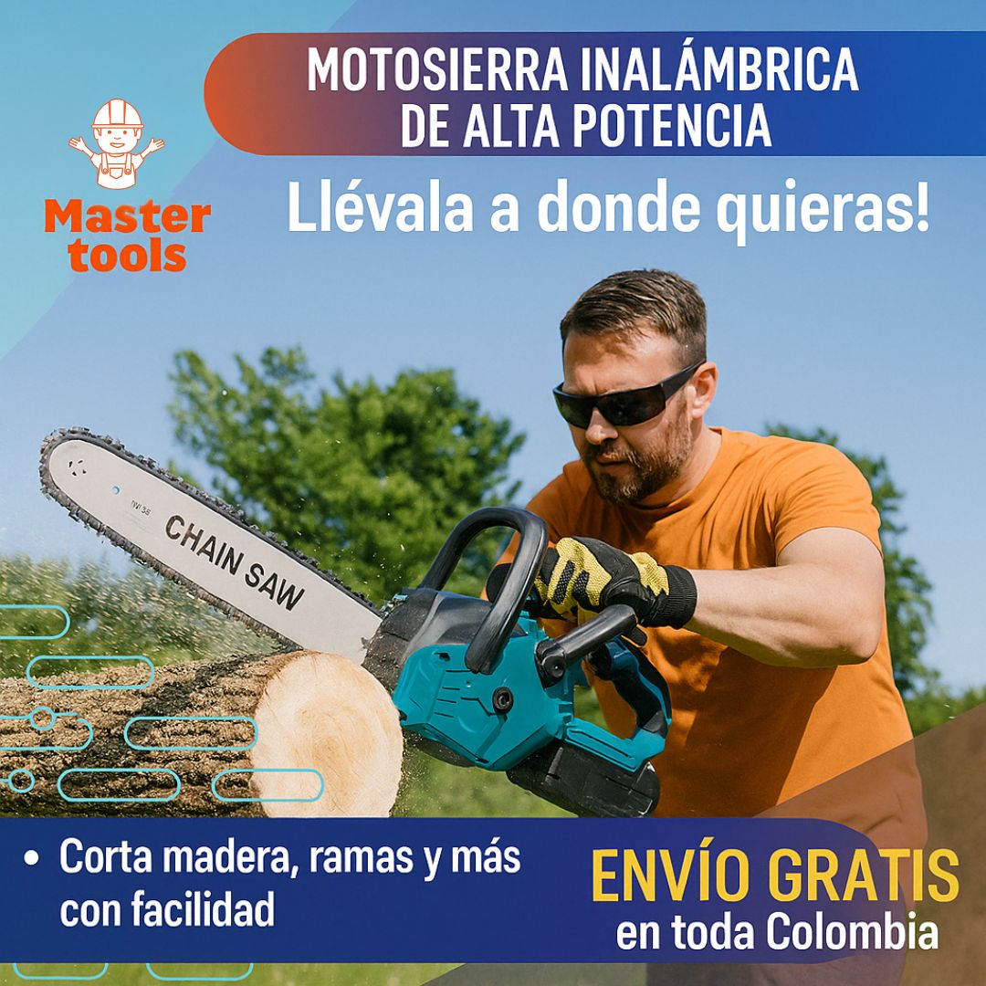 Motosierra inalámbrica de 12 pulgadas  con 2 baterías Motor de alto rendimiento