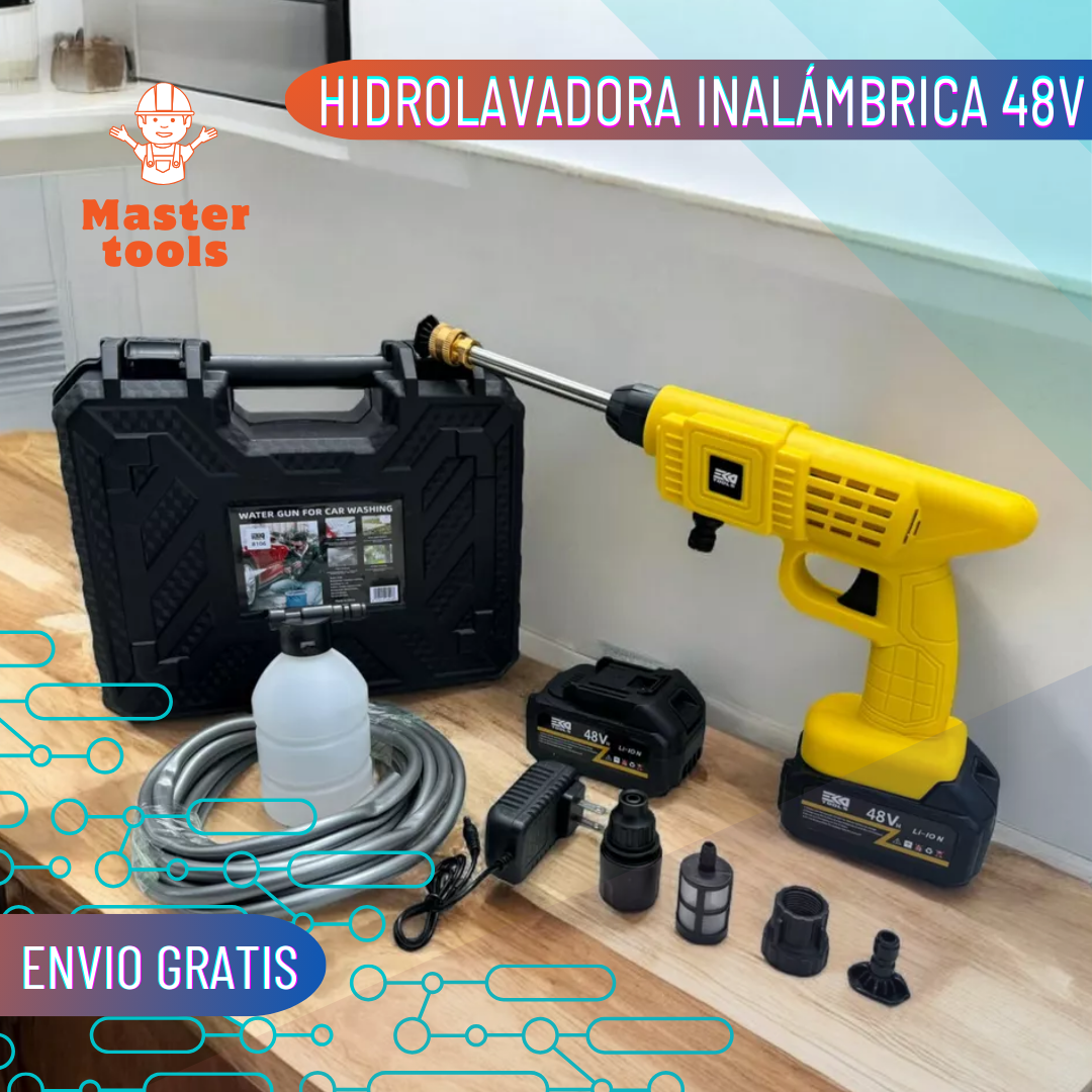 Hidrolavadora pulverizadora con 2 baterías de 48 v - color amarillo