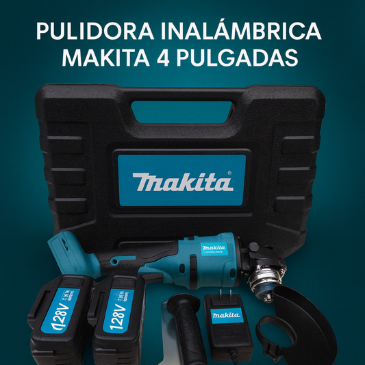 Pulidora Inalambrica Makita 4 Pulgadas Dos Baterías de 128V