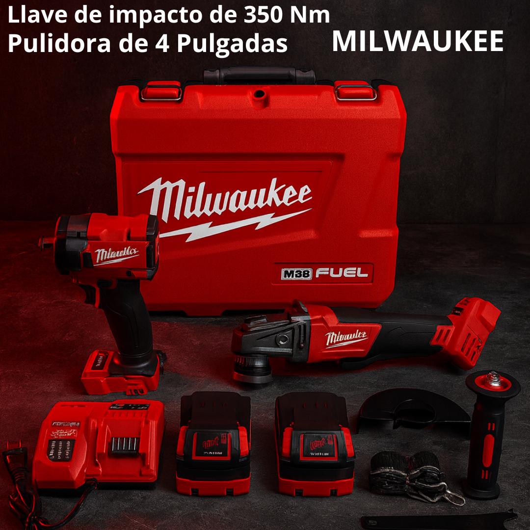 Llave de impacto de 350nm y pulidora de 4 1/2 Milwaukee
