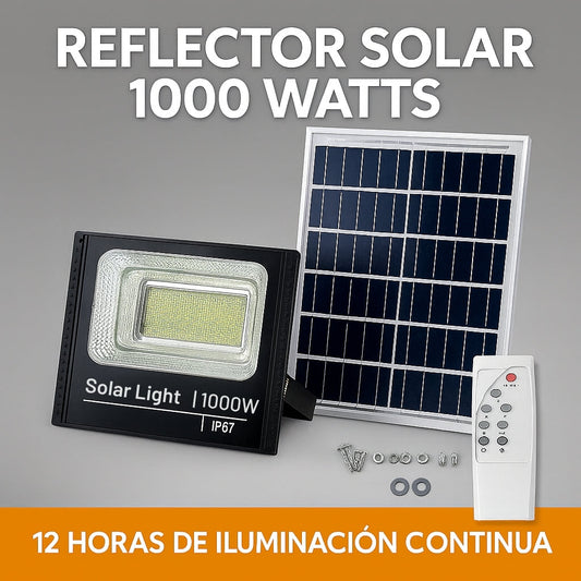 Reflector Solar 1000W + Panel y Control – Iluminación LED Potente y Ecológica para Exteriores