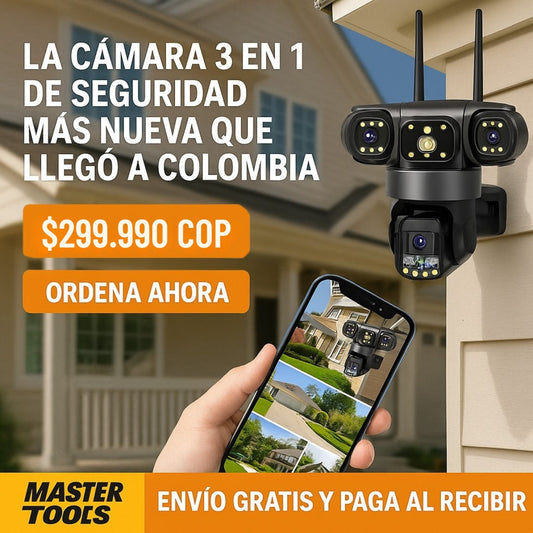 Seguridad Total - Cámara 3 Lentes WIFI  Giratorios 360°