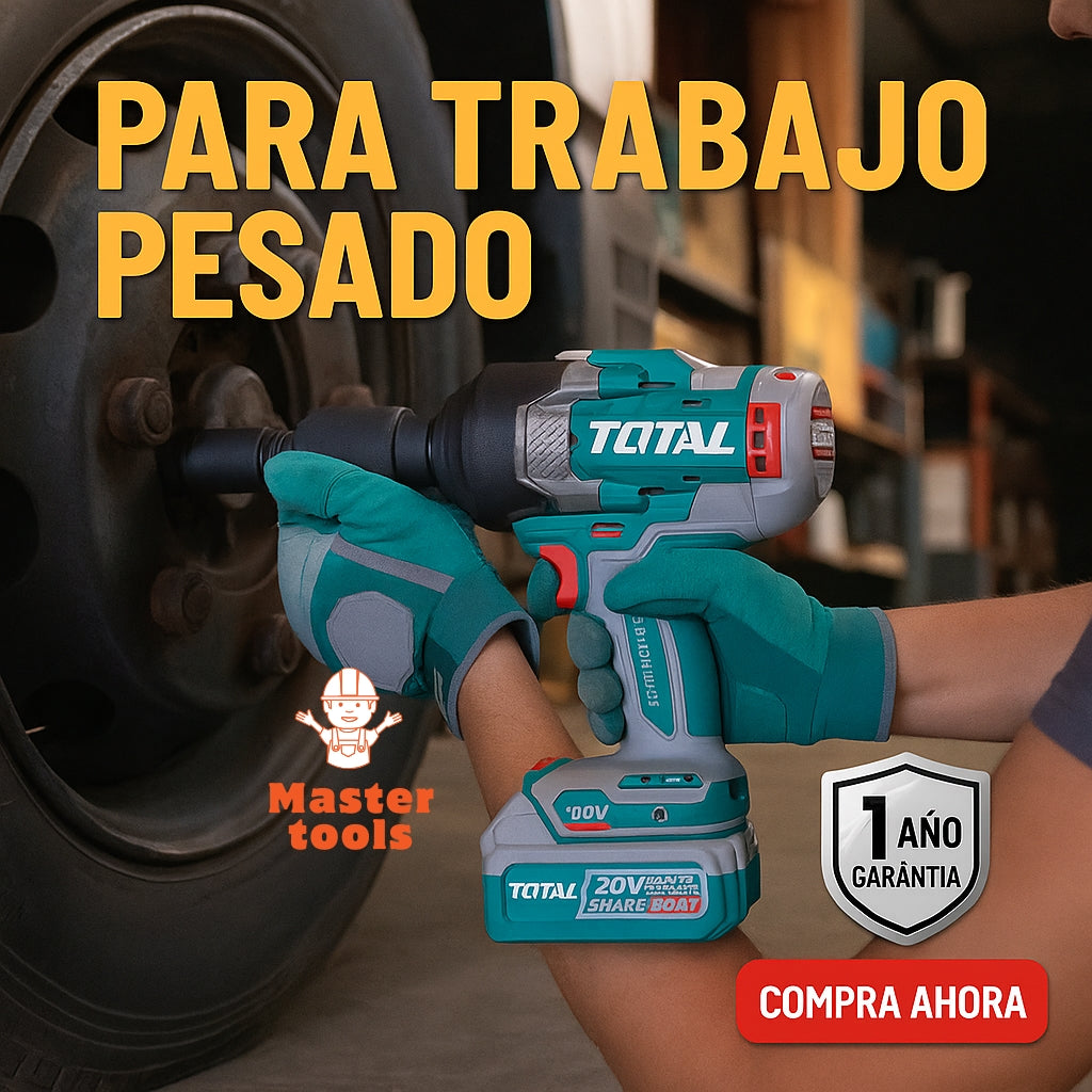 Llave de Impacto TOTAL Original 3/4” – 1350 Nm para Ajustar, 1900 Nm para Aflojar, con 1 Año de Garantía
