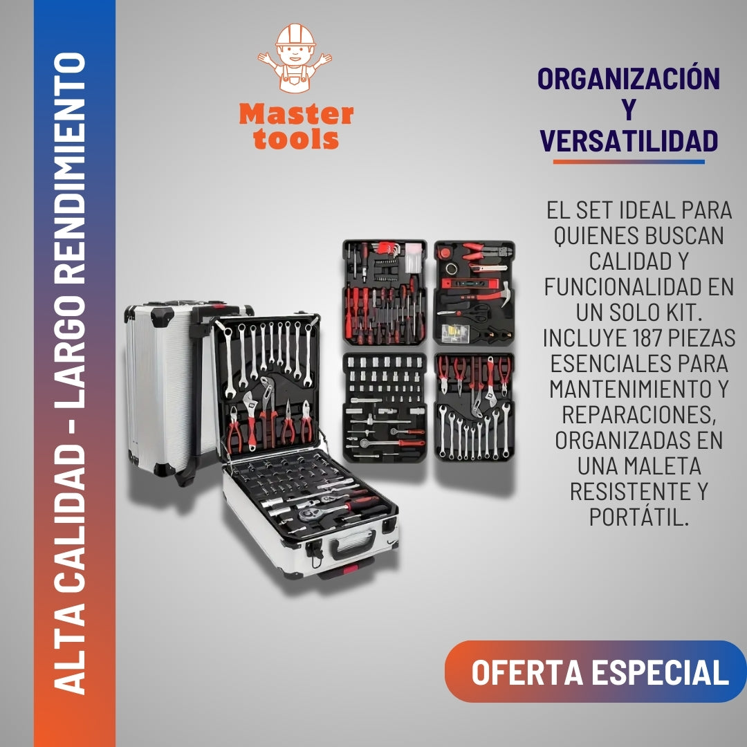 Maleta de Herramientas de 187 Piezas – Resistencia y Versatilidad en un Solo Set 🔧💼