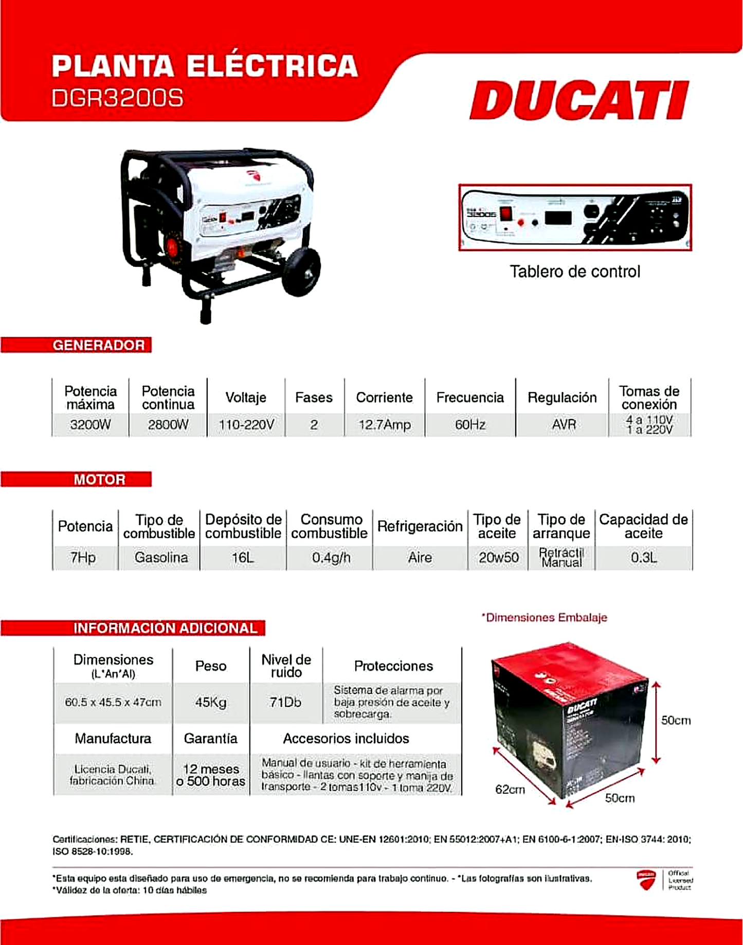 ⚡ PLANTA ELÉCTRICA DUCATI DGR 3200S – Original - Potencia y Confiabilidad