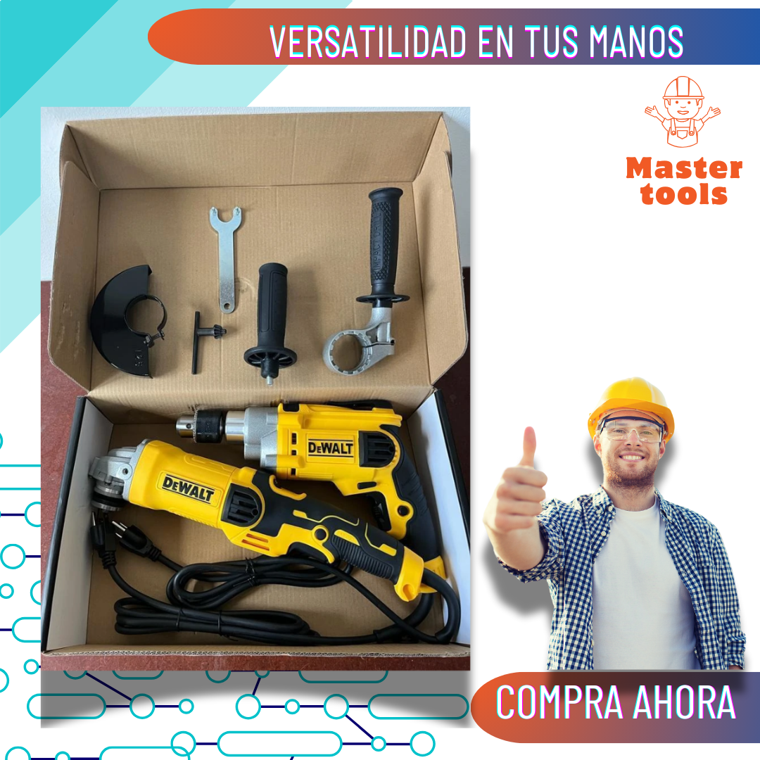 COMBO TALADRO PERCUTOR 1/2 + PULIDORA 4"1/2 DE 6 VELOCIDADES