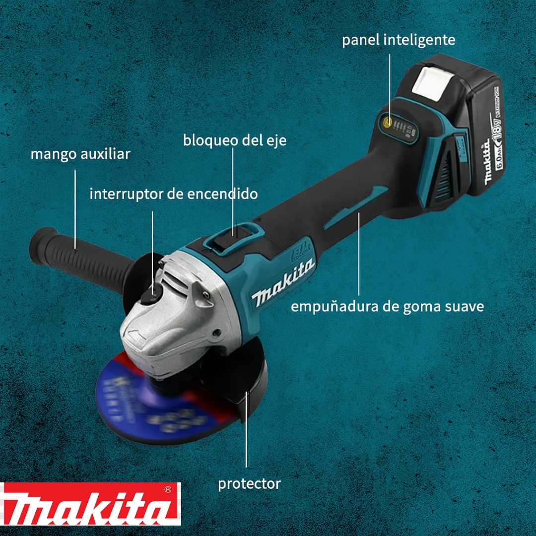 Pulidora Inalambrica Makita 4 Pulgadas Dos Baterías de 128V