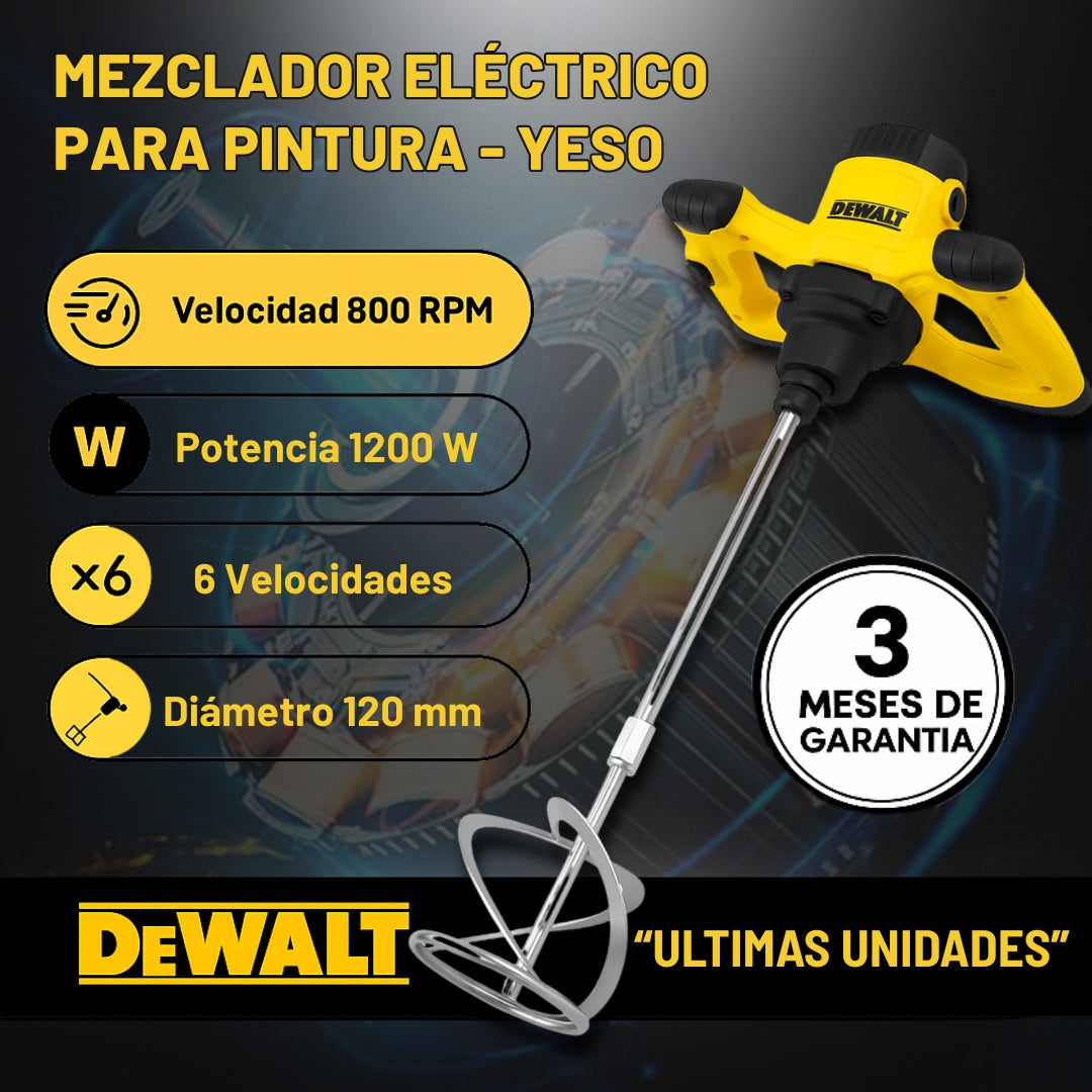 Mezclador DeWALT UT1200 – Potencia y Control para Mezclas Profesionales