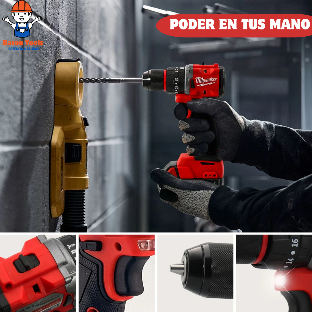 Kit Taladro y Pulidora Milwaukee M18 Incluye 4 Baterias y 2 cargadores