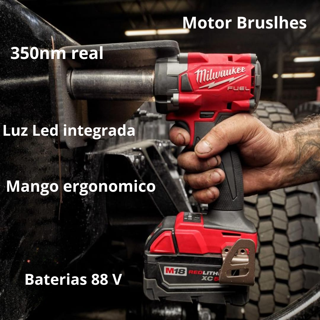 Llave de impacto de 350nm y pulidora de 4 1/2 Milwaukee