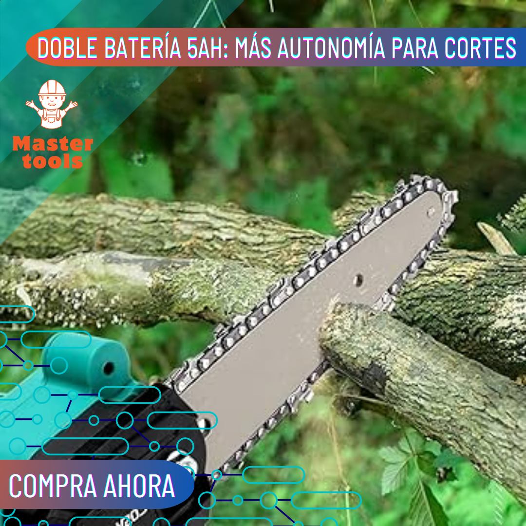 Motosierra inalámbrica de 12 pulgadas  con 2 baterías Motor de alto rendimiento