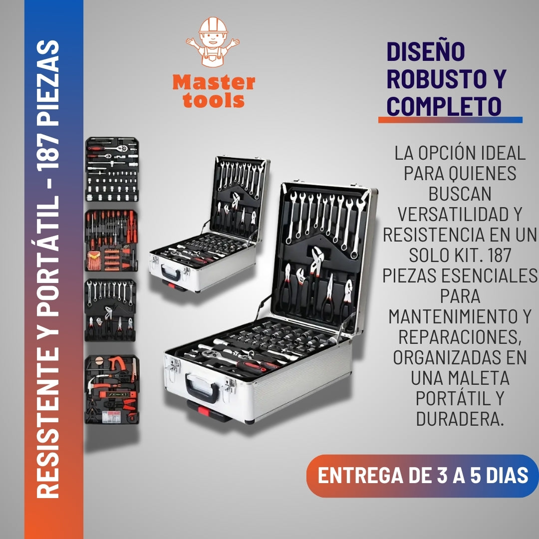 Maleta de Herramientas de 187 Piezas – Resistencia y Versatilidad en un Solo Set 🔧💼
