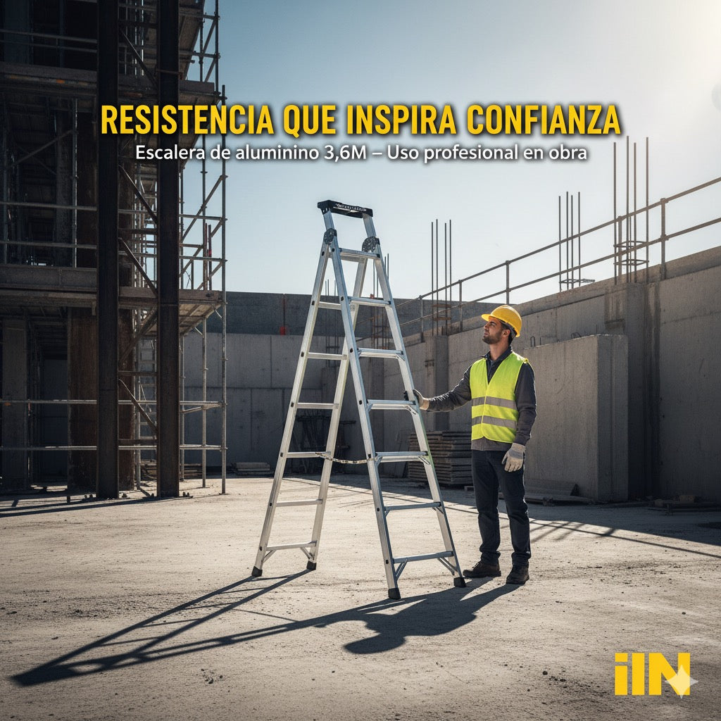 ⚡ ESCALERA DE ALUMINIO 12 PELDAÑOS – VERSATILIDAD Y SEGURIDAD - 3,6M de altura