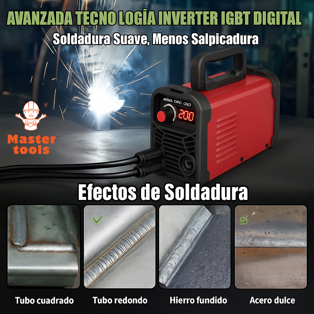 Soldador Lincoln 250A Inversor MMA/TIG – Compacto, 32 x 14 x 21 cm – 4.2 Kg