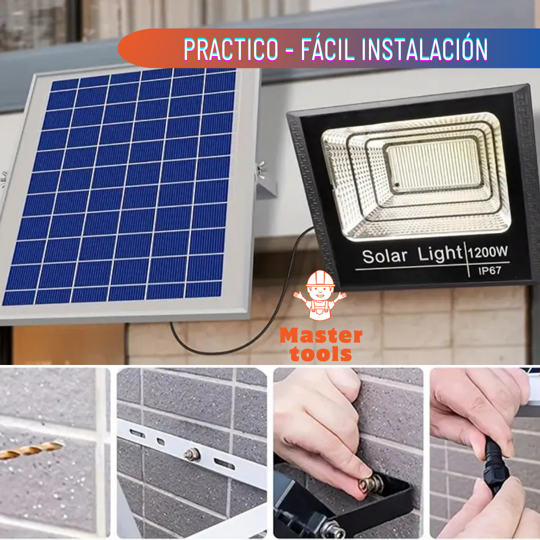 Reflector LED Recargable Solar 1200W – Grande y Potente 1 Año de garantia