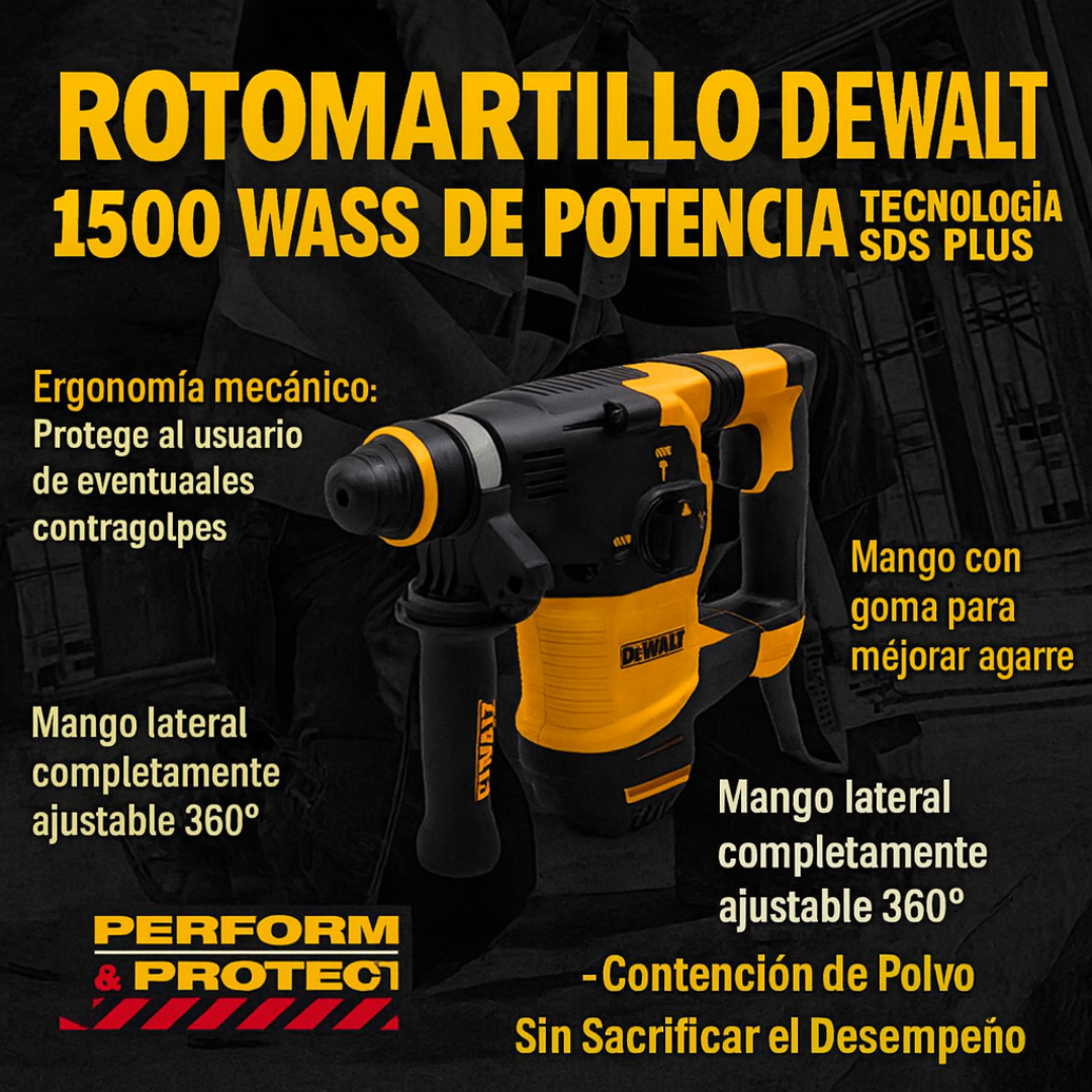 Rotomartillo Dewalt 1500W tecnologia SDS Plus