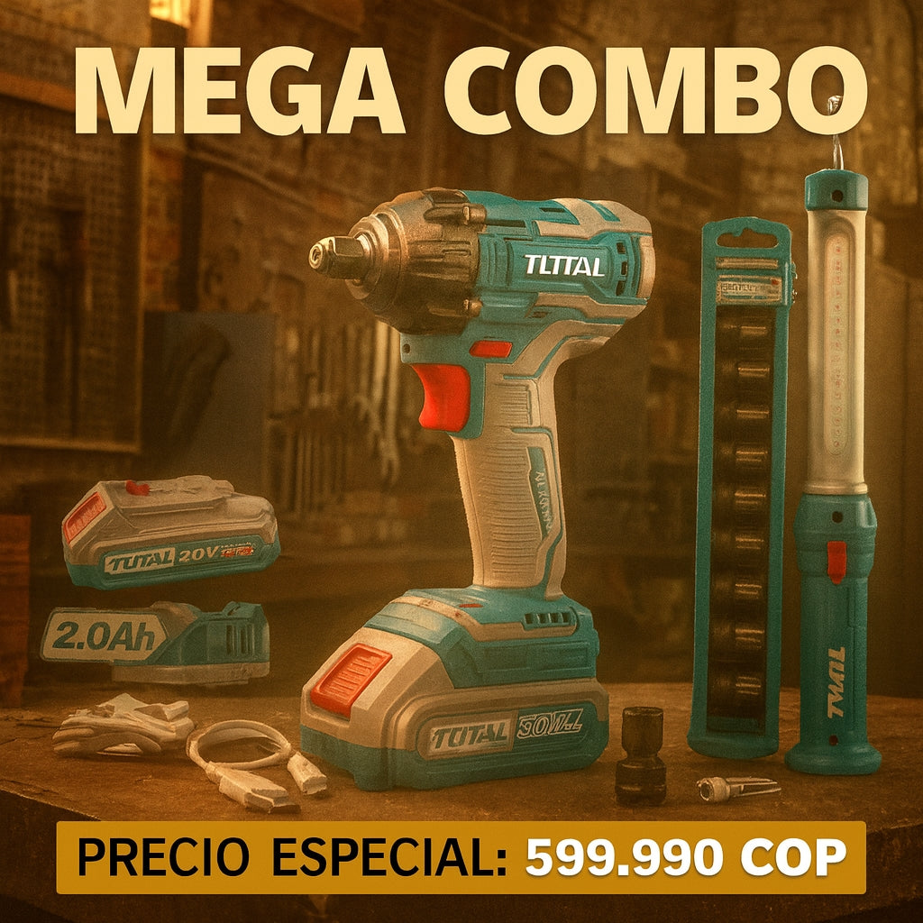 Combo Llave de Impacto 1/2 con 400 Nm + Lampara Led 3.5 Watts + Juego de Dados x 10 (Original 1 Año de Garantía)