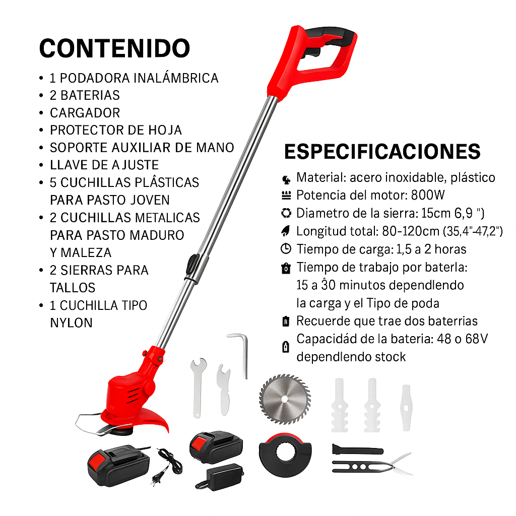 ⚡ PODADORA INALÁMBRICA – POTENCIA Y VERSATILIDAD