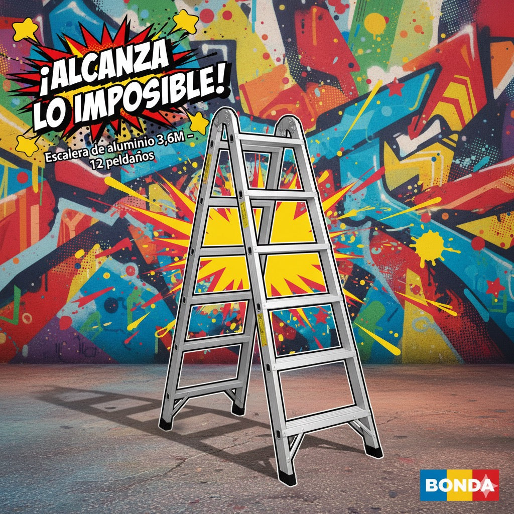 ⚡ ESCALERA DE ALUMINIO 12 PELDAÑOS – VERSATILIDAD Y SEGURIDAD - 3,6M de altura