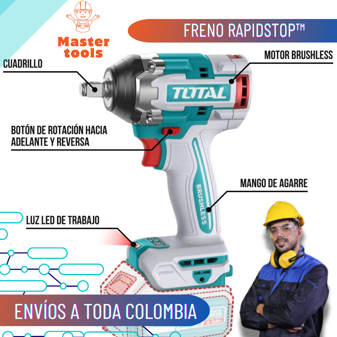 pistola de impacto inalámbrica TOTAL 1/2” 20V
