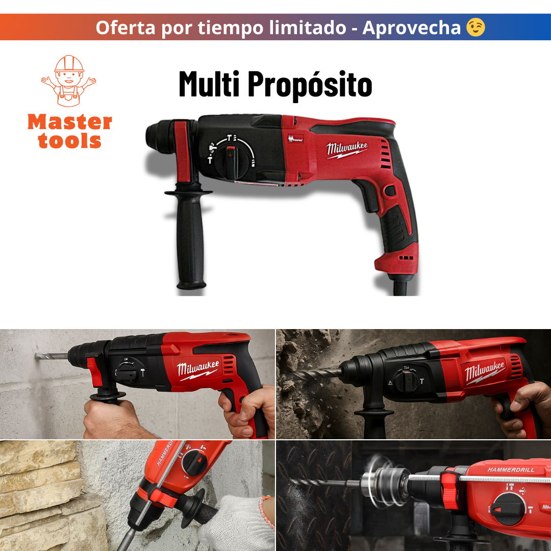 Taladro Rotomartillo Milwaukee 1200W de Puro Poder