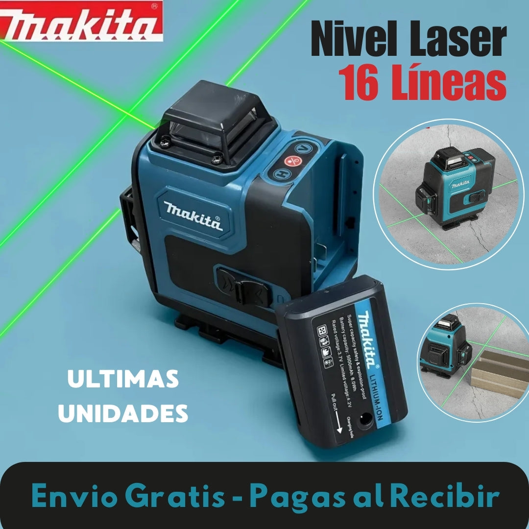 Nivel Láser MAKITA 16 Líneas Verdes 360° – Precisión y Rapidez para tus Proyectos