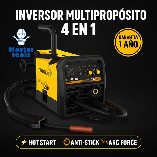 Soldador Multiproceso 4 en 1 FURIUS FLEX185 – MIG-MAG / FLUX CORED / MMA / TIG LIFT ARC – 160 AMP – Garantía 1 Año