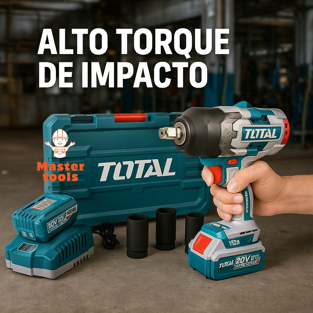 Llave de Impacto TOTAL Original 3/4” – 1350 Nm para Ajustar, 1900 Nm para Aflojar, con 1 Año de Garantía