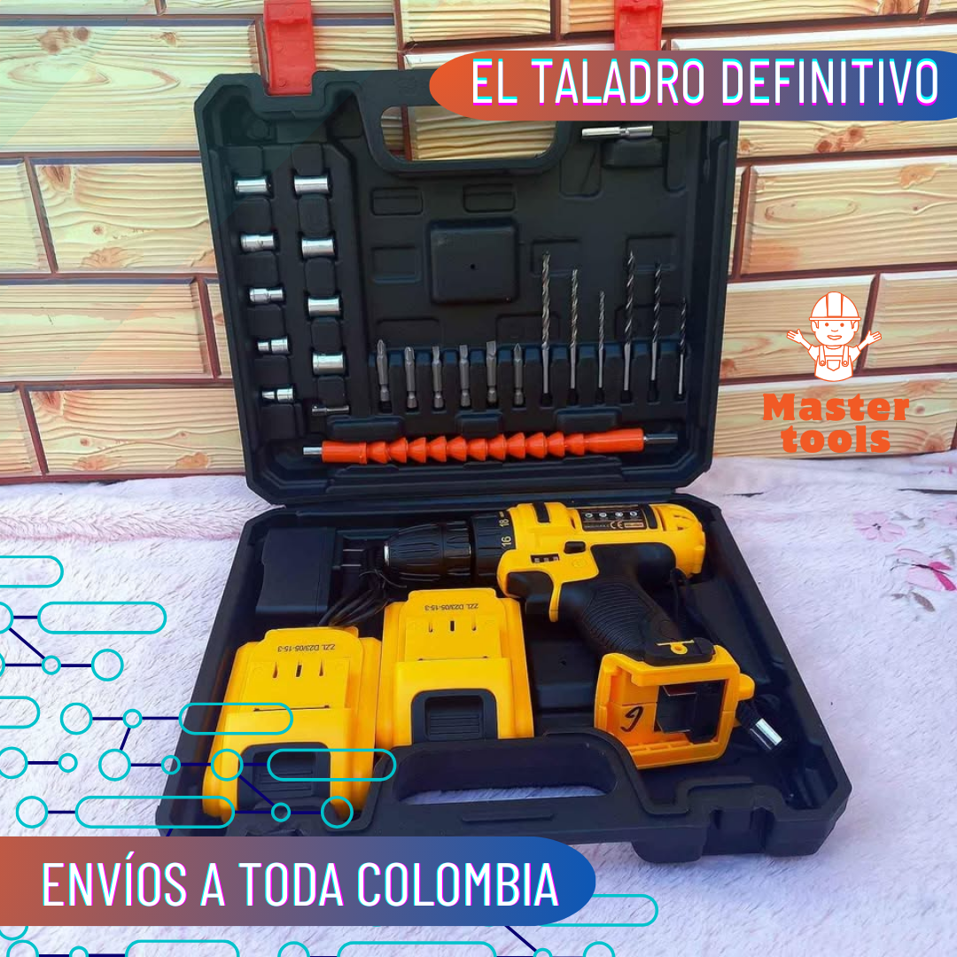 Taladro Inalámbrico 21V de Alta Potencia – Kit Profesional Todo en Uno
