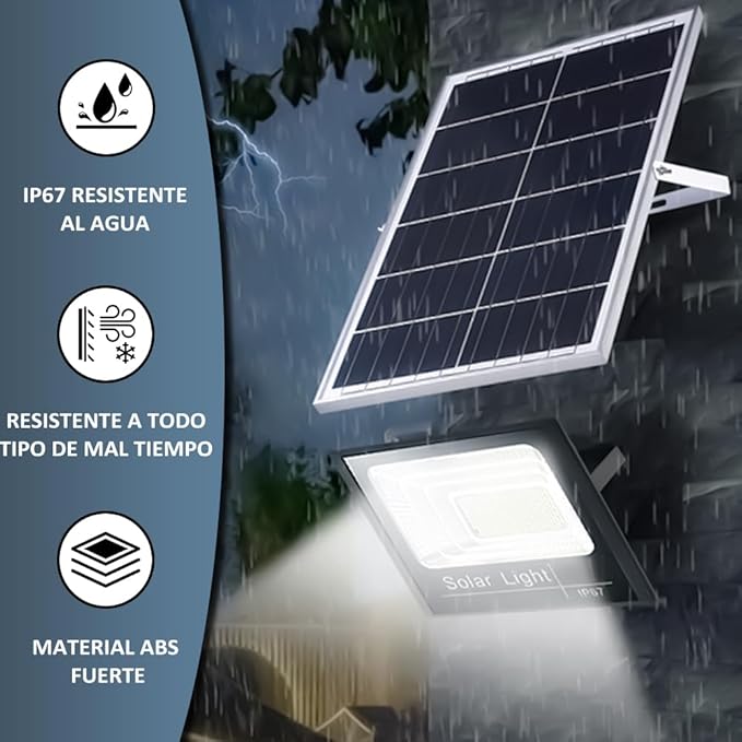 Reflector Solar LED 1500W para Exteriores con Panel y Control – Alta Potencia y Autonomía
