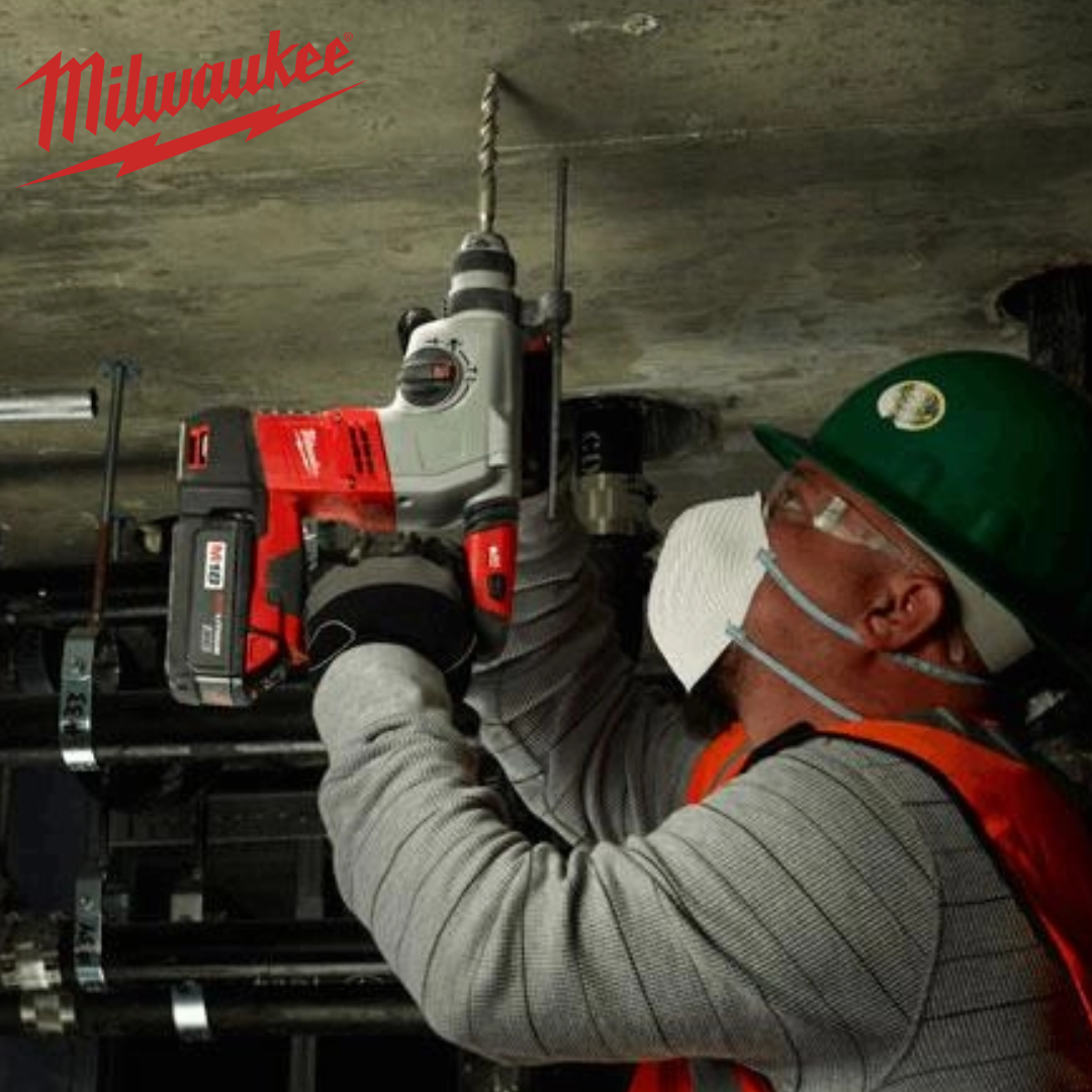 Rotomartillo Doble función, Milwaukee SDS PLUS - 2 Baterías de 5 Amp