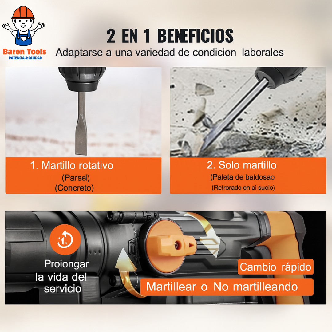 Rotomartillo Demoledor 1500 w Tecnologia SDS Plus