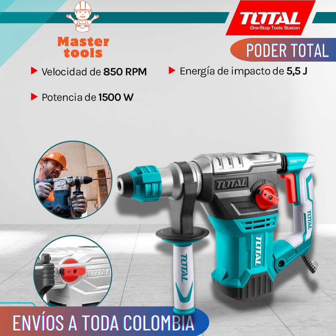ROTOMARTILLO INDUSTRIAL SDS PLUS 1500W TOTAL – 100% Original - 1 AÑO DE GARANTÍA