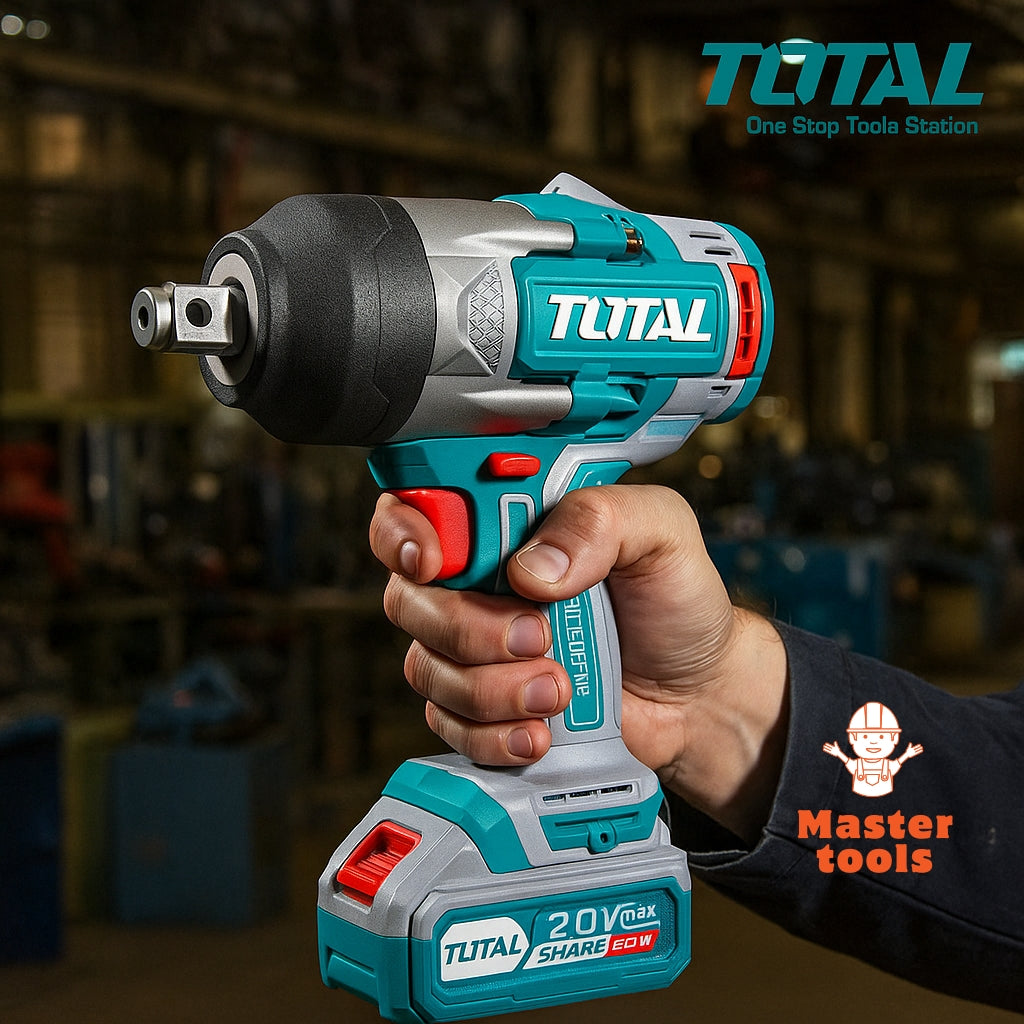 Llave de Impacto TOTAL Original 3/4” – 1350 Nm para Ajustar, 1900 Nm para Aflojar, con 1 Año de Garantía