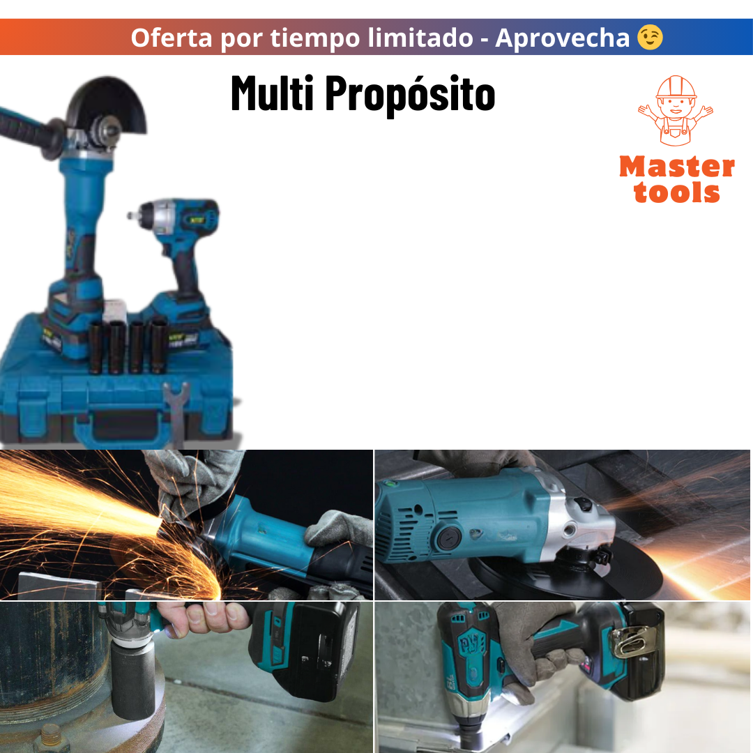 Kit Pulidora Inalámbrica 4 1/2 + Llave de Impacto de 1/2 Azul