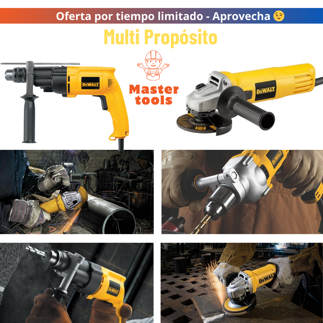 COMBO TALADRO PERCUTOR 1/2 + PULIDORA 4"1/2 DE 6 VELOCIDADES