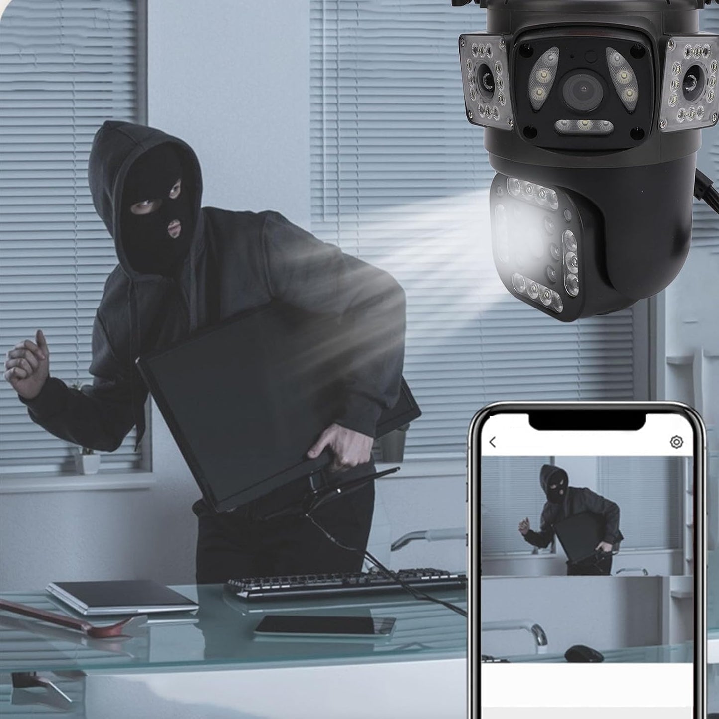 📦 Cámara IP Wifi PTZ 6K Triple Lente – Exterior/Inalámbrica